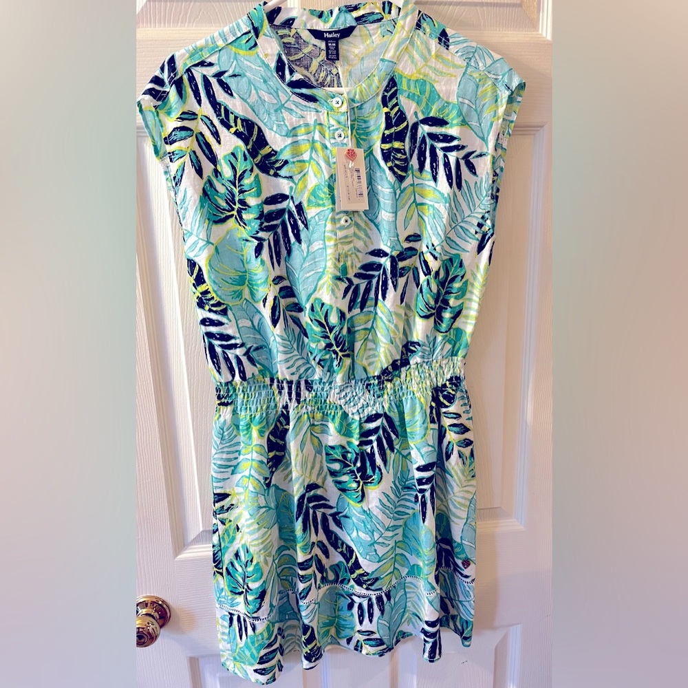 "Hatley" Linen Tropical Print Short Dress